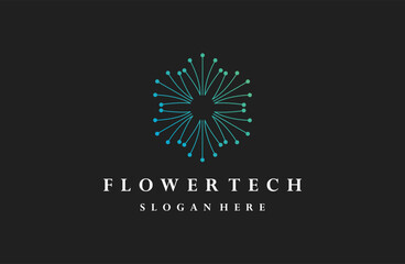 technology sprout flower concept logo design.