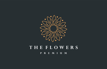 Luxury flowers logo template vector illustration design