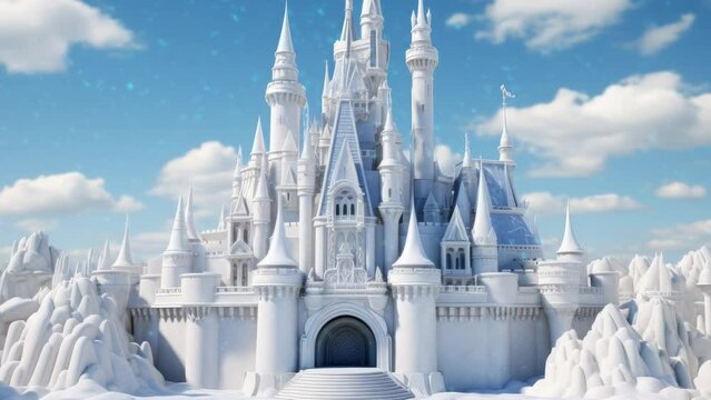 Snow castle 3d render. 3d render and snow png like style