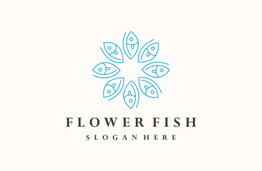 Fototapeta na wymiar Flower fish logo template vector illustration design