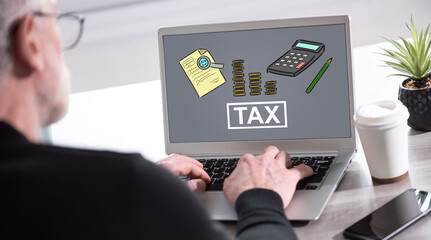 Tax concept on a laptop screen