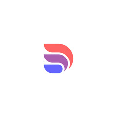D letter initial logo with triple color block wings style