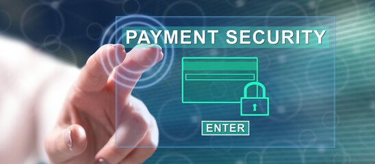 Woman touching a payment security concept