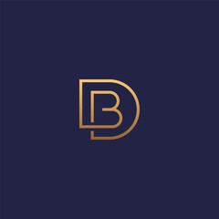 B or BD monogram logo with monoline style with gold color.
