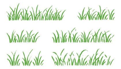 Grass doodle ink brush sketch set. Hand drawn vector grass field grunge texture brush background. Doodle herb, organic pattern elements. Vector illustration - obrazy, fototapety, plakaty