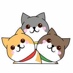 Cute dog and cat face icon pet isolated on white