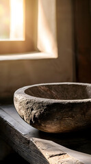 Fototapeta na wymiar Natural stone bowl sink 