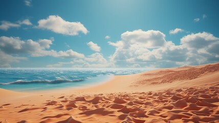 Fototapeta na wymiar Hokkaido beach at high noon, where the sun's rays create dynamic shadows on the undulating sand dunes -Generative Ai 