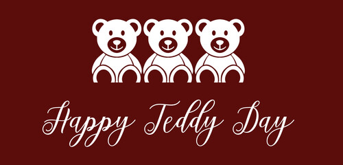 Fototapeta na wymiar Happy Teddy Day Stylish Text illustration Design