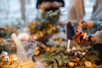 A yuletide feeling permeates the flower and Christmas decor store.