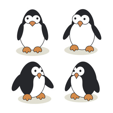 Cute fat penguin cartoon vector illustration
