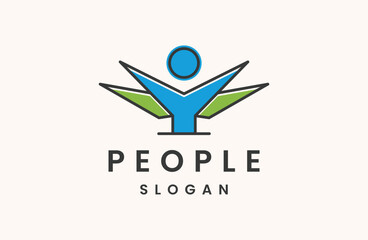 colorful people abstract logo icon design template