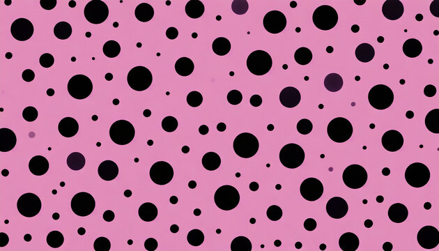 Polka dots pattern. Black dots on pink color background.