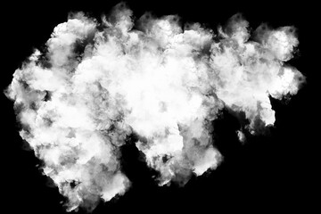 Fototapeta premium Photo white power explosion cloud freeze motion isolated on black background.