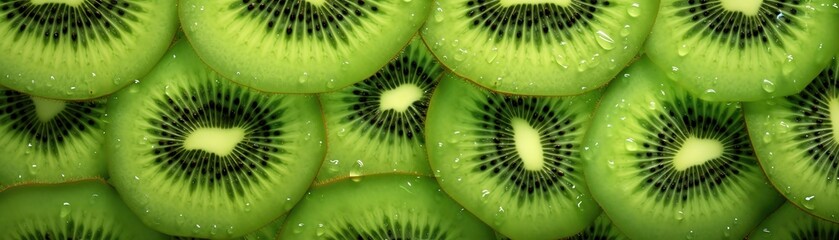 pile of fresh kiwi fruit slices. generative AI