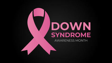 Down syndrome awareness month. Vector web banner, cover, flyer, backdrop, background, poster, card for social media, networks. Text down syndrome awareness month, october with pink ribbon. vector