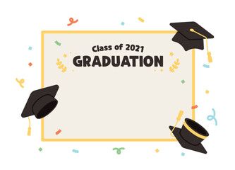 Graduation certification frame with graduation cap