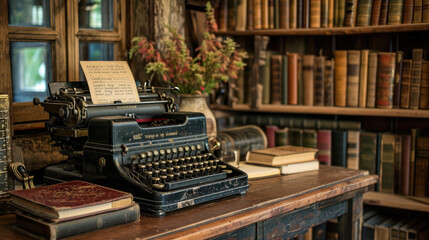 Literary Haven: Writer's Retreat with Typewriter