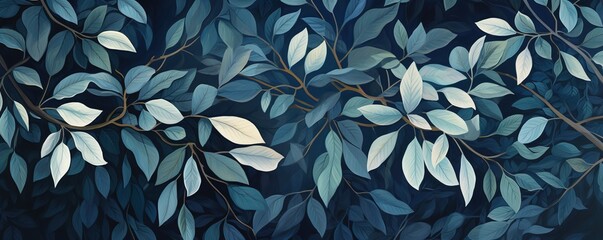 An illustration of foliage on a black background. generative AI