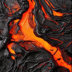 Fiery Lava Art Display: A Molten Red-Orange Spectacle