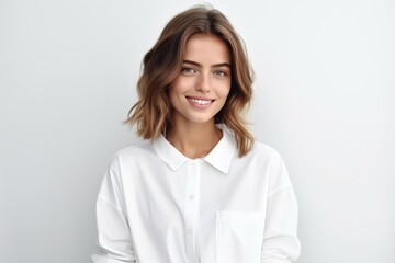 Smiling Woman Wearing White Shirt