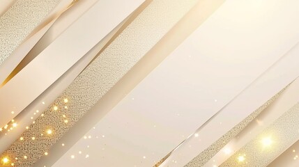 Elegant cream color stage background with diagonal golden line elements and glitter effect.