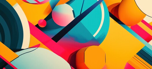 Vibrant abstract geometric shapes with dynamic composition. Modern art and design.