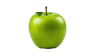 Green apple 1 with leaf isolated on white background, isolated on transparent and white background.PNG image.