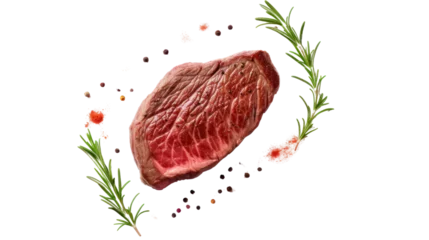 Poster Fillet steak beef meat isolated on transparent and white background.PNG image. © CStock