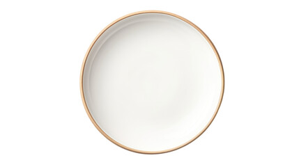Empty ceramic round plate isolated on white background. - obrazy, fototapety, plakaty