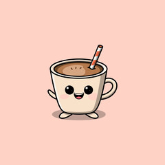 cute coffee cup logo icon design template