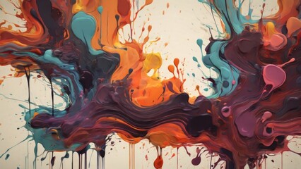 The blots pulsate with color, changing from vibrant hues to dark tones, reflecting the emotional responses of the viewer. minimal 2d illustration Psychology art concept