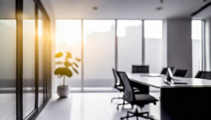 Abstract blurred interior modern office space copy space. 