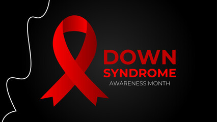 Down syndrome awareness month. Vector web banner, cover, flyer, backdrop, background, poster, card for social media, networks. Text down syndrome awareness month, october with pink ribbon. vector