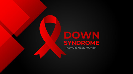 Down syndrome awareness month. Vector web banner, cover, flyer, backdrop, background, poster, card for social media, networks. Text down syndrome awareness month, october with pink ribbon. vector
