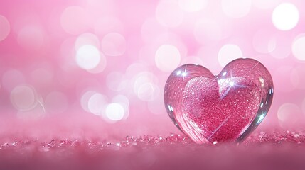 Happy Valentines Day with blinking heart and pink background
