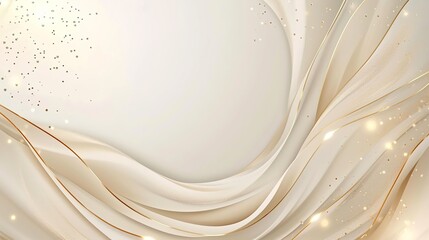 Luxury cream color background with golden line elements and curve light effect decoration and bokeh