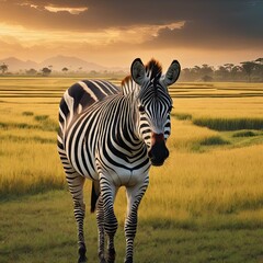 zebra in the green grass