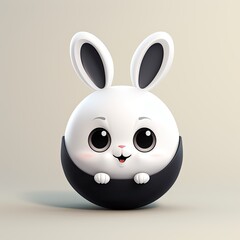 Obraz premium A round white bunny in a chocolate egg.