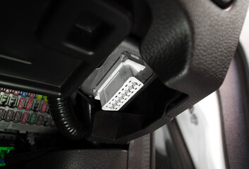 OBD2 or OBDII port for diagnostic of Electronic Control Unit or ECU module in a car , Car...