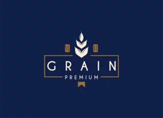 Tuinposter Simple and minimalist grain or wheat logo design. Brewery logo © Alvins Creative