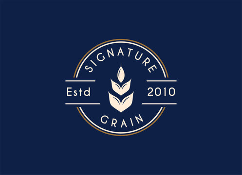 Simple and minimalist grain or wheat logo design. Brewery logo
