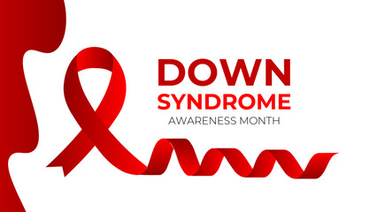 Down Syndrome awareness month is observed every year in October, it is a condition in which a person has an extra chromosome they are small packages of genes in the body. banner, cover, poster. vector