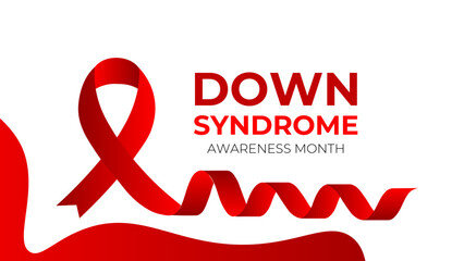 Down Syndrome awareness month is observed every year in October, it is a condition in which a person has an extra chromosome they are small packages of genes in the body. banner, cover, poster. vector