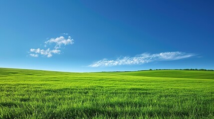 Summertime nature photo of lush green pastures and clear blue sky Explore Earth s beauty Copy  - obrazy, fototapety, plakaty