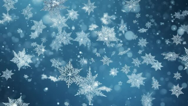 Dancing Snowflakes: Enthralling 3D of Falling Christmas Snow Crystals. 3d render and snow png like style