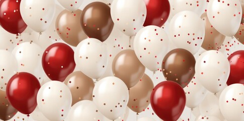 balloons background in white with red and white confetti