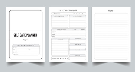 Editable Self Care Planner Kdp Interior printable template Design.