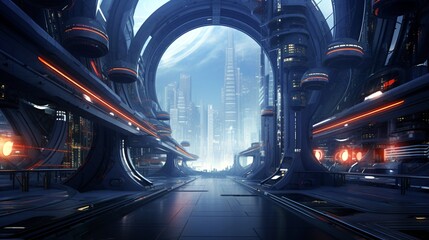 A futuristic underground cityscape, where sleek tunnels and structures intertwine in a mesmerizing...