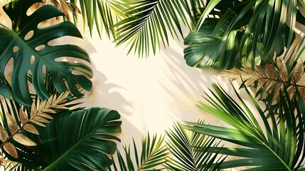 Tropical palm leaf shadow. Summer beach sand fashion background concept for travel vacation or ecological green cosmetics design - obrazy, fototapety, plakaty